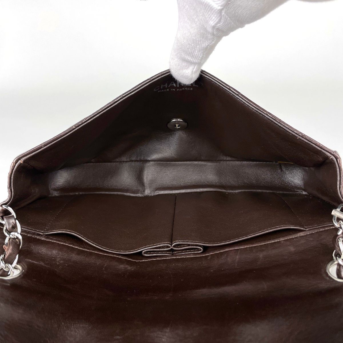 Chanel Quilted Single Flap Chain Shoulder Bag CC Logo Leather Brown — view 8