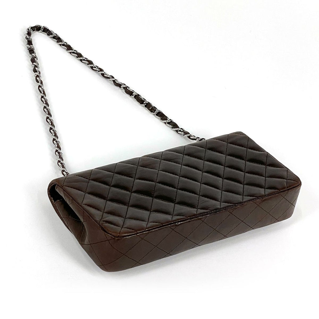 Chanel Quilted Single Flap Chain Shoulder Bag CC Logo Leather Brown — view 2