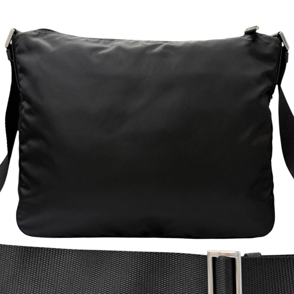 Prada Leather Re-Nylon Triangle Logo Pouch Crossbody Shoulder Bag Black — view 3