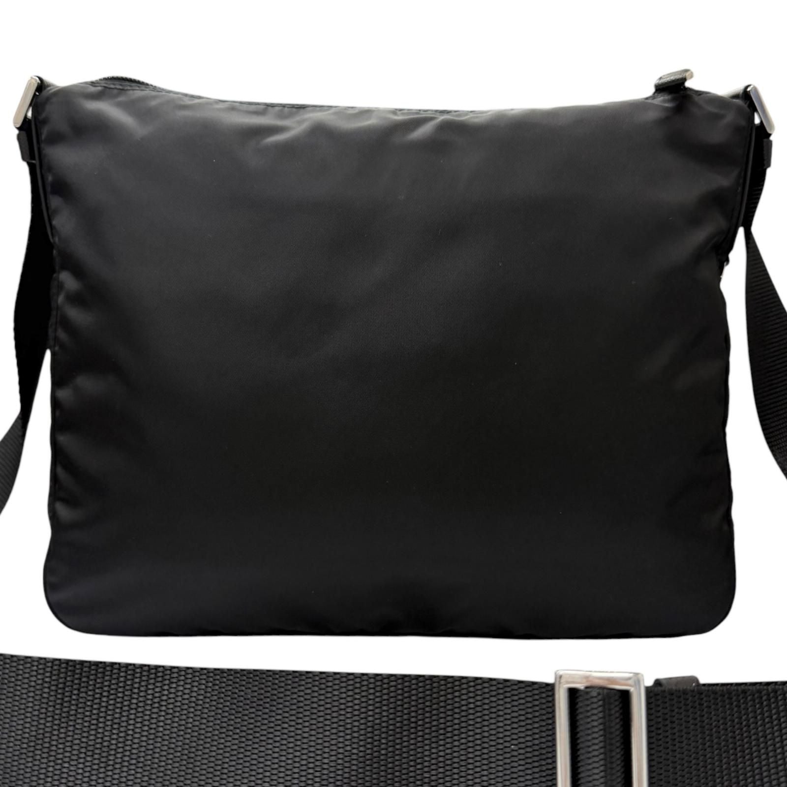 Prada Leather Re-Nylon Triangle Logo Pouch Crossbody Shoulder Bag Black — view 3