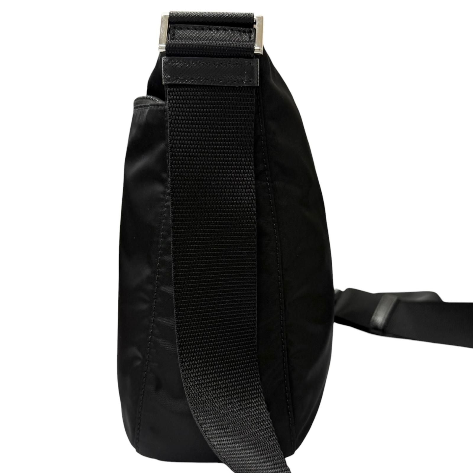 Prada Leather Re-Nylon Triangle Logo Pouch Crossbody Shoulder Bag Black — view 4