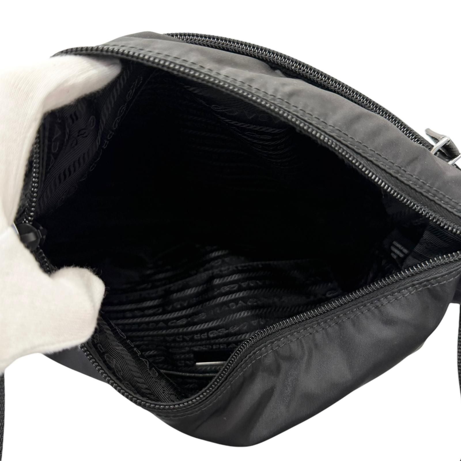 Prada Leather Re-Nylon Triangle Logo Pouch Crossbody Shoulder Bag Black — view 6
