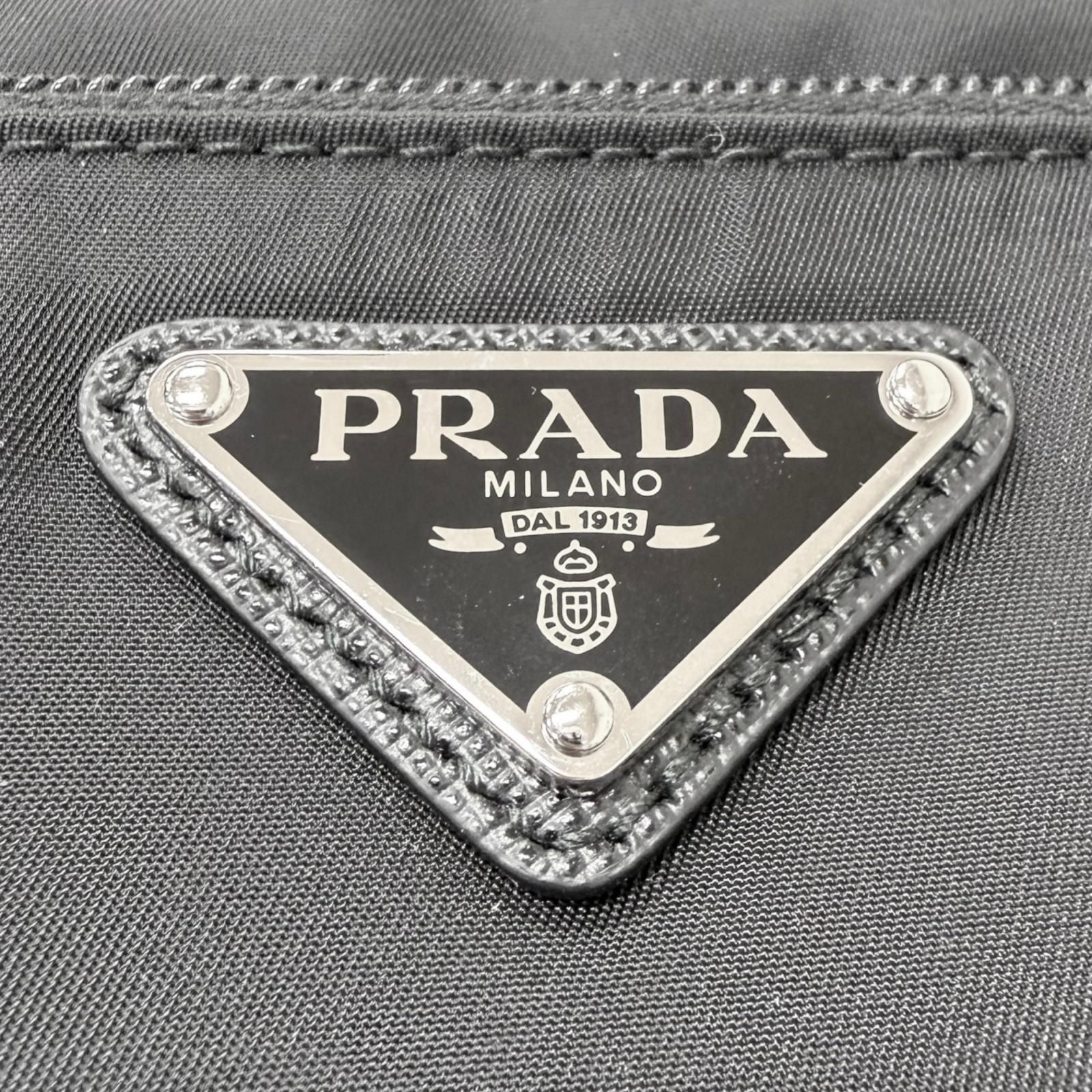 Prada Leather Re-Nylon Triangle Logo Pouch Crossbody Shoulder Bag Black — view 9