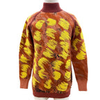 Dior Homme Wool High Neck Jacquard Knit Sweater Orange XS
