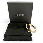 Gucci Interlocking Rhinestone Blanc D Bangle Bracelet Gold — view 2