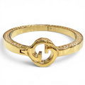 Gucci Interlocking Rhinestone Blanc D Bangle Bracelet Gold