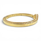 Gucci Interlocking Rhinestone Blanc D Bangle Bracelet Gold — view 4