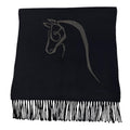 Hermes Cheval Au Tre Cashmere 100% Sheep Leather Logo Embroidery Fringe Scarf