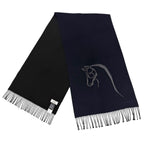 Hermes Cheval Au Tre Cashmere 100% Sheep Leather Logo Embroidery Fringe Scarf — view 3