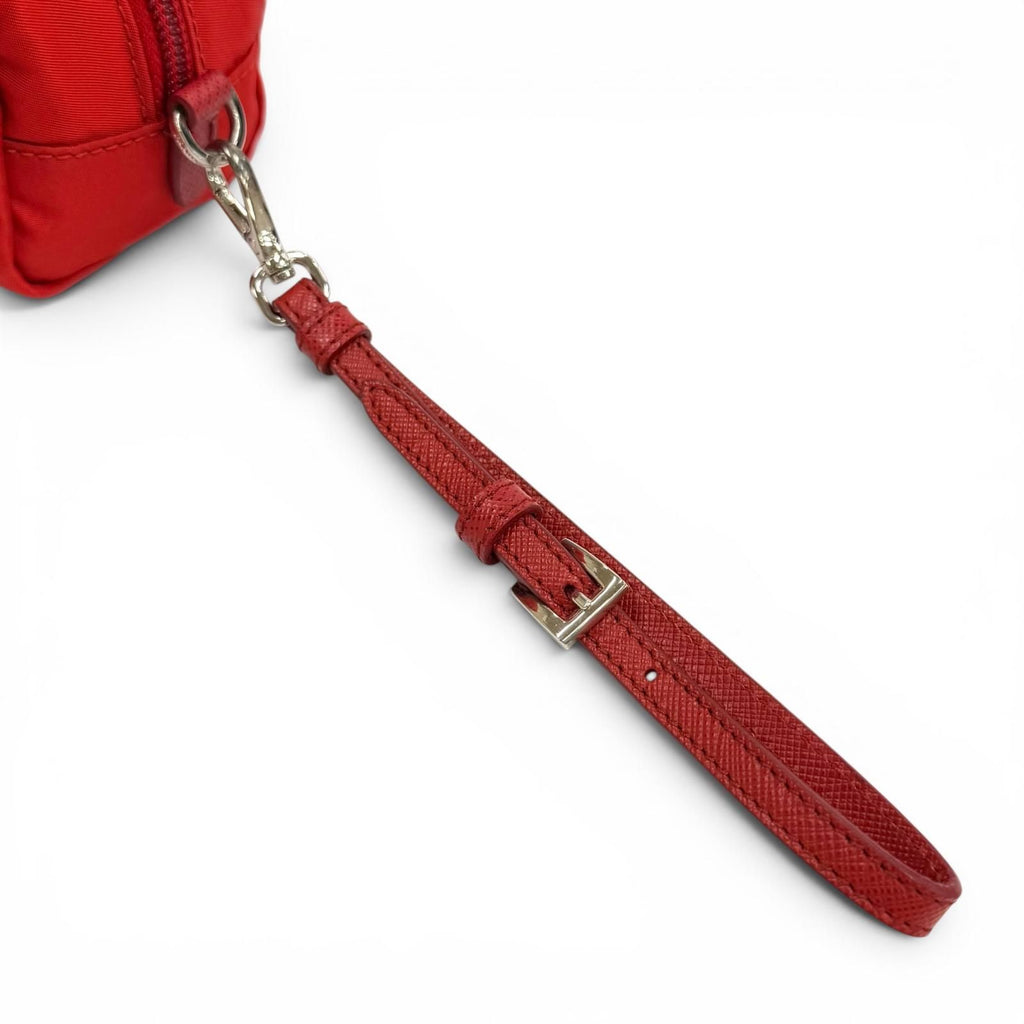 Prada Vela Re-Nylon Mini Pouch Rosso Makeup — view 9