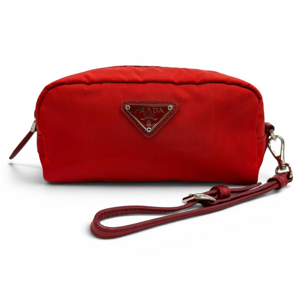 Prada Vela Re-Nylon Mini Pouch Rosso Makeup