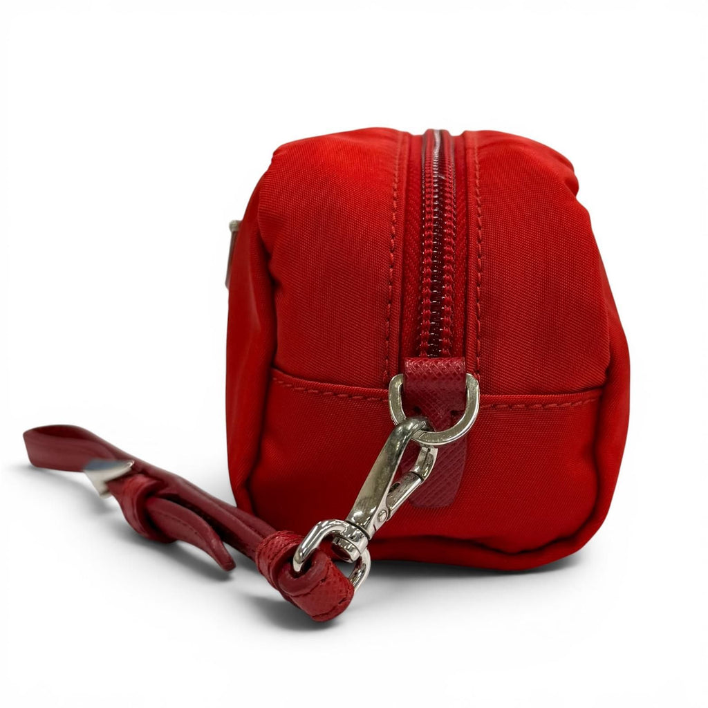 Prada Vela Re-Nylon Mini Pouch Rosso Makeup — view 4