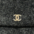 Chanel Cashmere Wool CC Logo Lame Thread Bucket Hat Gray Silver — view 6