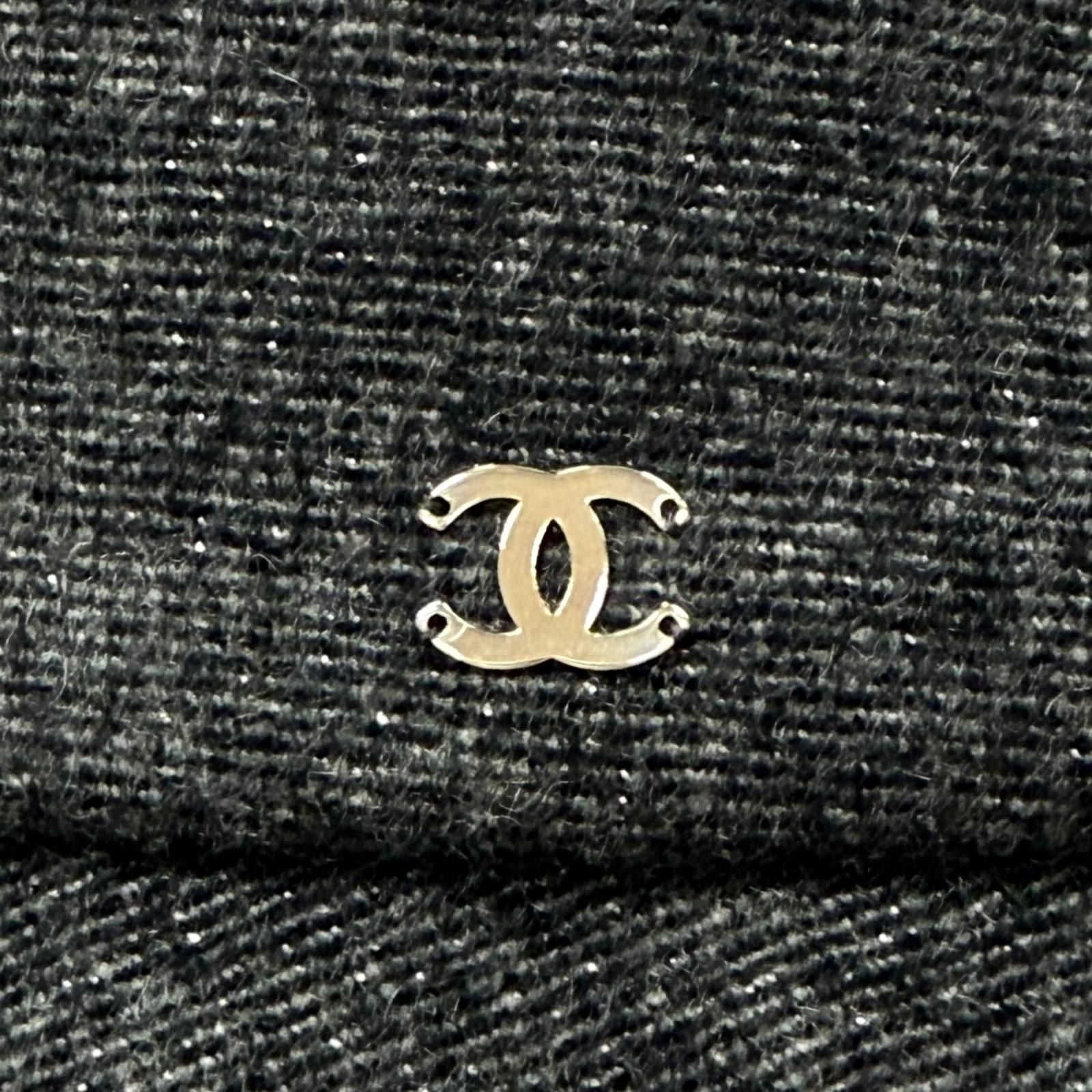 Chanel Cashmere Wool CC Logo Lame Thread Bucket Hat Gray Silver — view 6