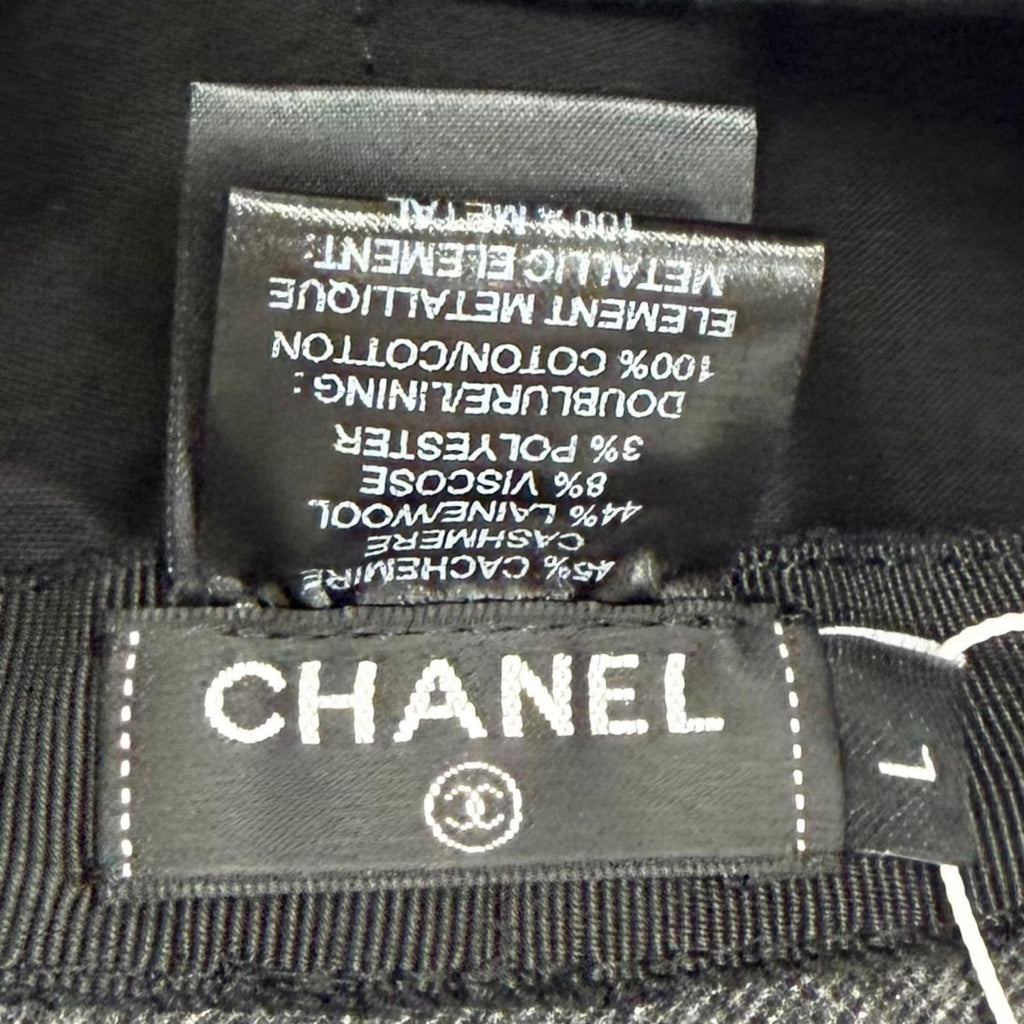 Chanel Cashmere Wool CC Logo Lame Thread Bucket Hat Gray Silver — view 7