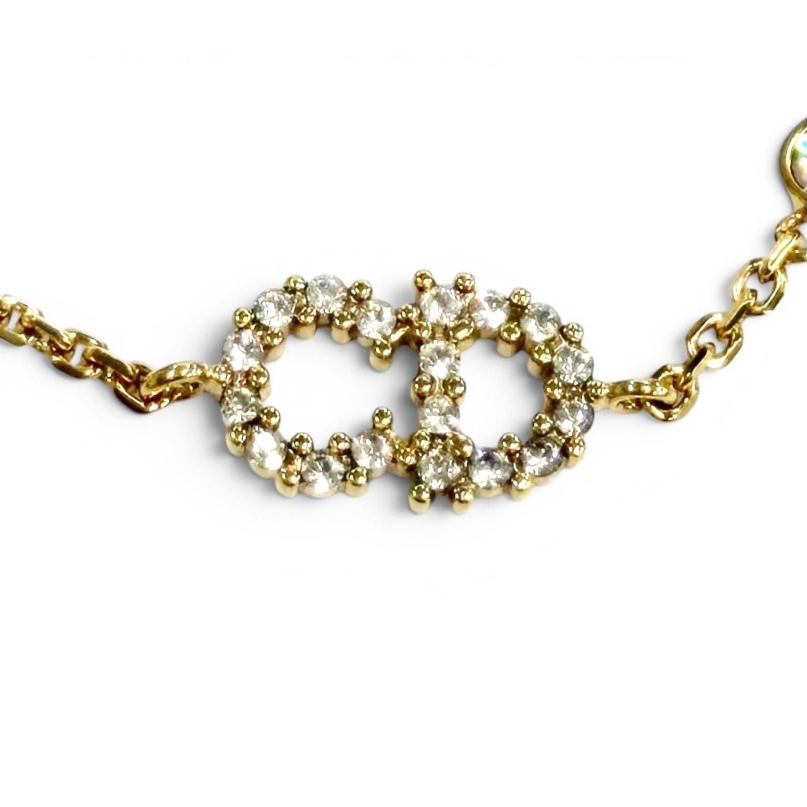 Dior Clair de Lune Bracelet CD Logo Rhinestone Faux Pearl Gold — view 4
