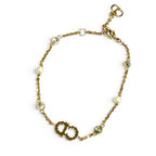 Dior Clair de Lune Bracelet CD Logo Rhinestone Faux Pearl Gold — view 3