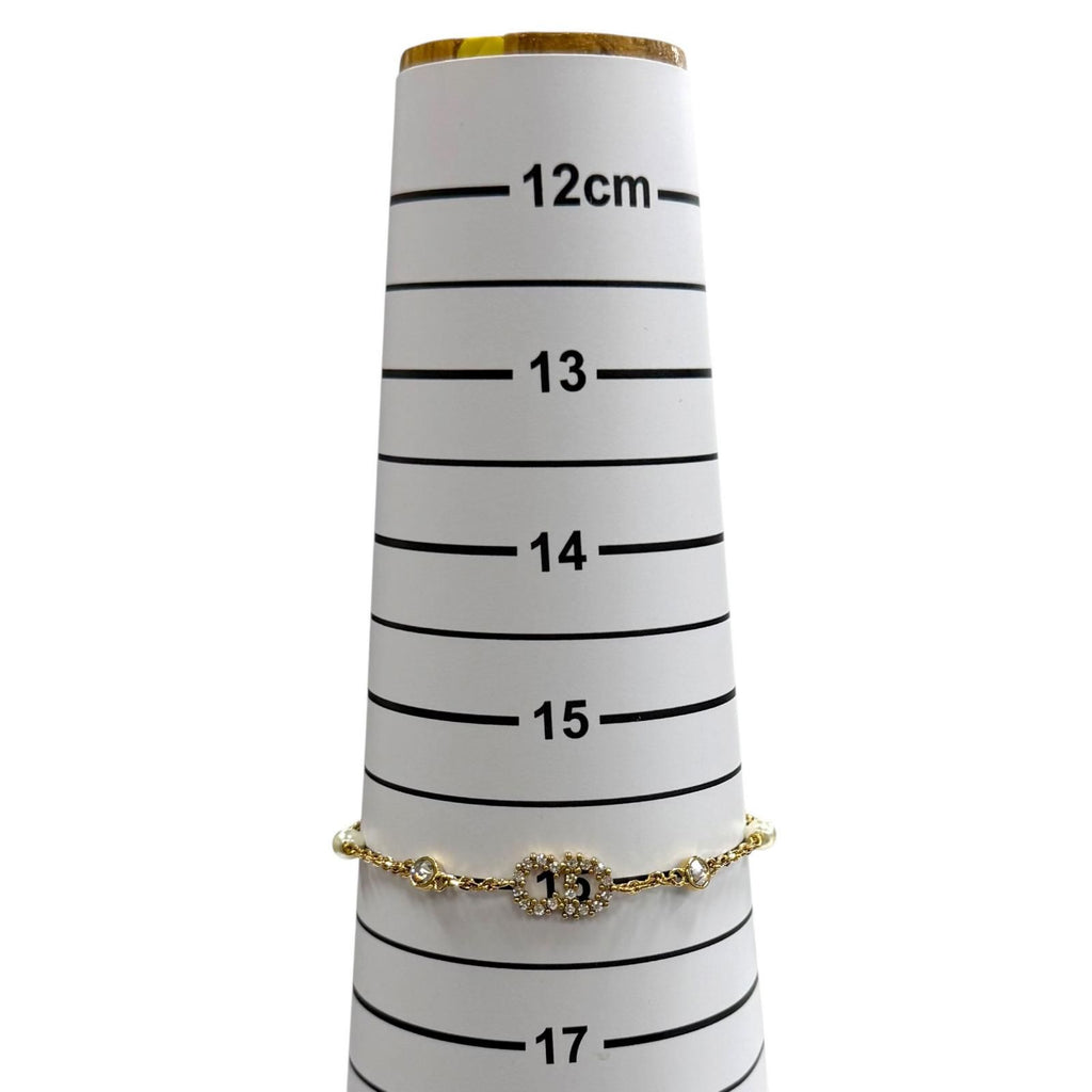 Dior Clair de Lune Bracelet CD Logo Rhinestone Faux Pearl Gold — view 9