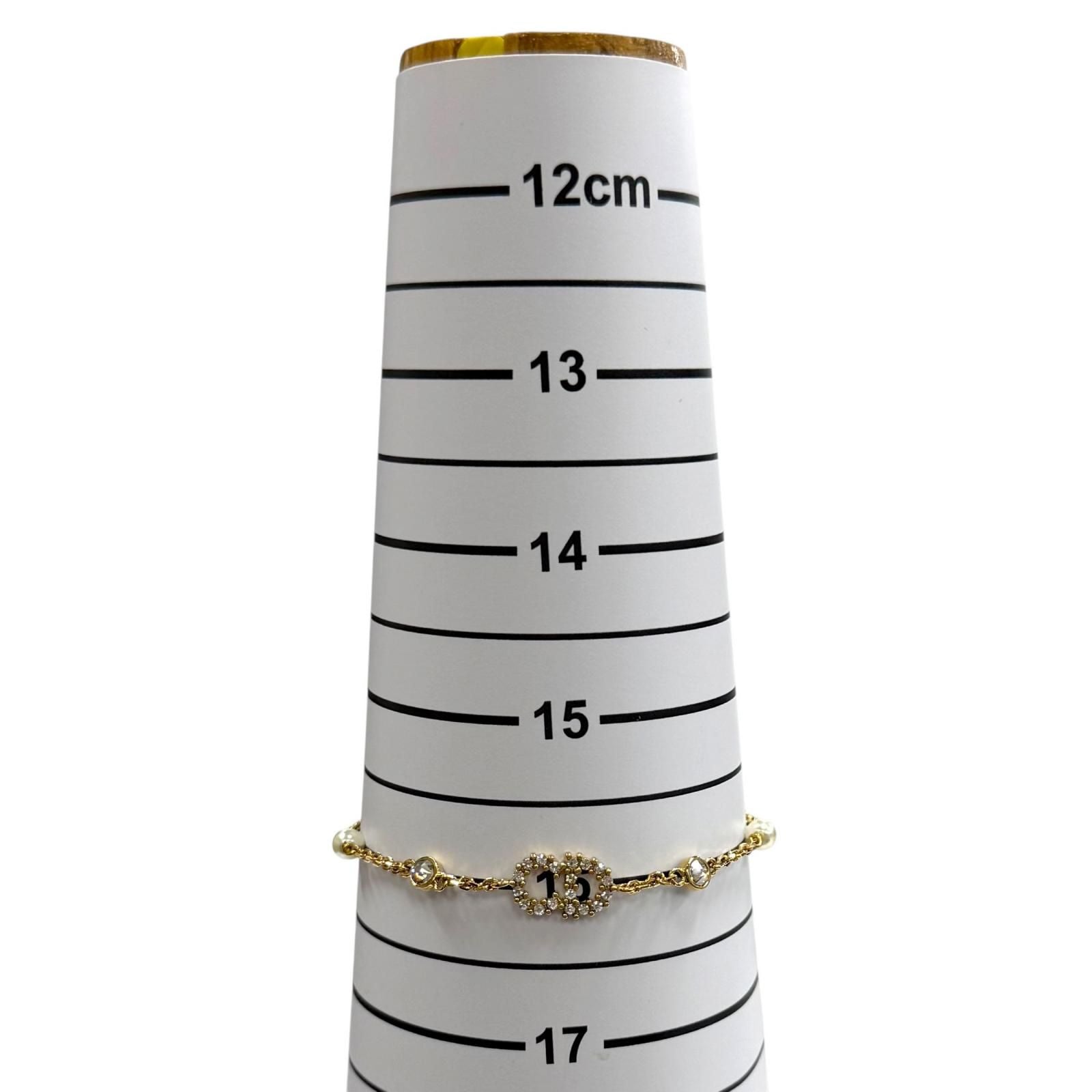 Dior Clair de Lune Bracelet CD Logo Rhinestone Faux Pearl Gold — view 9