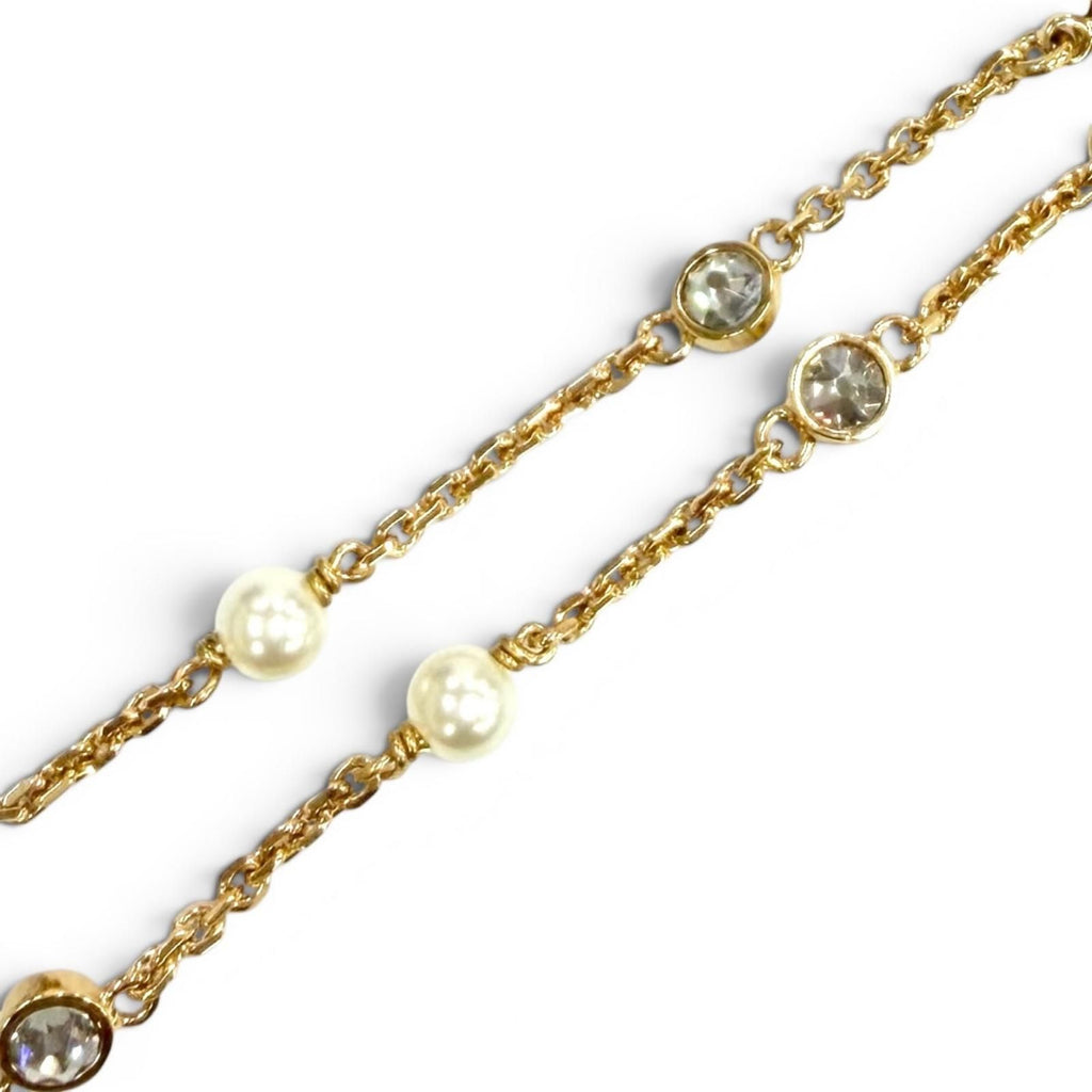 Dior Clair de Lune Bracelet CD Logo Rhinestone Faux Pearl Gold — view 6