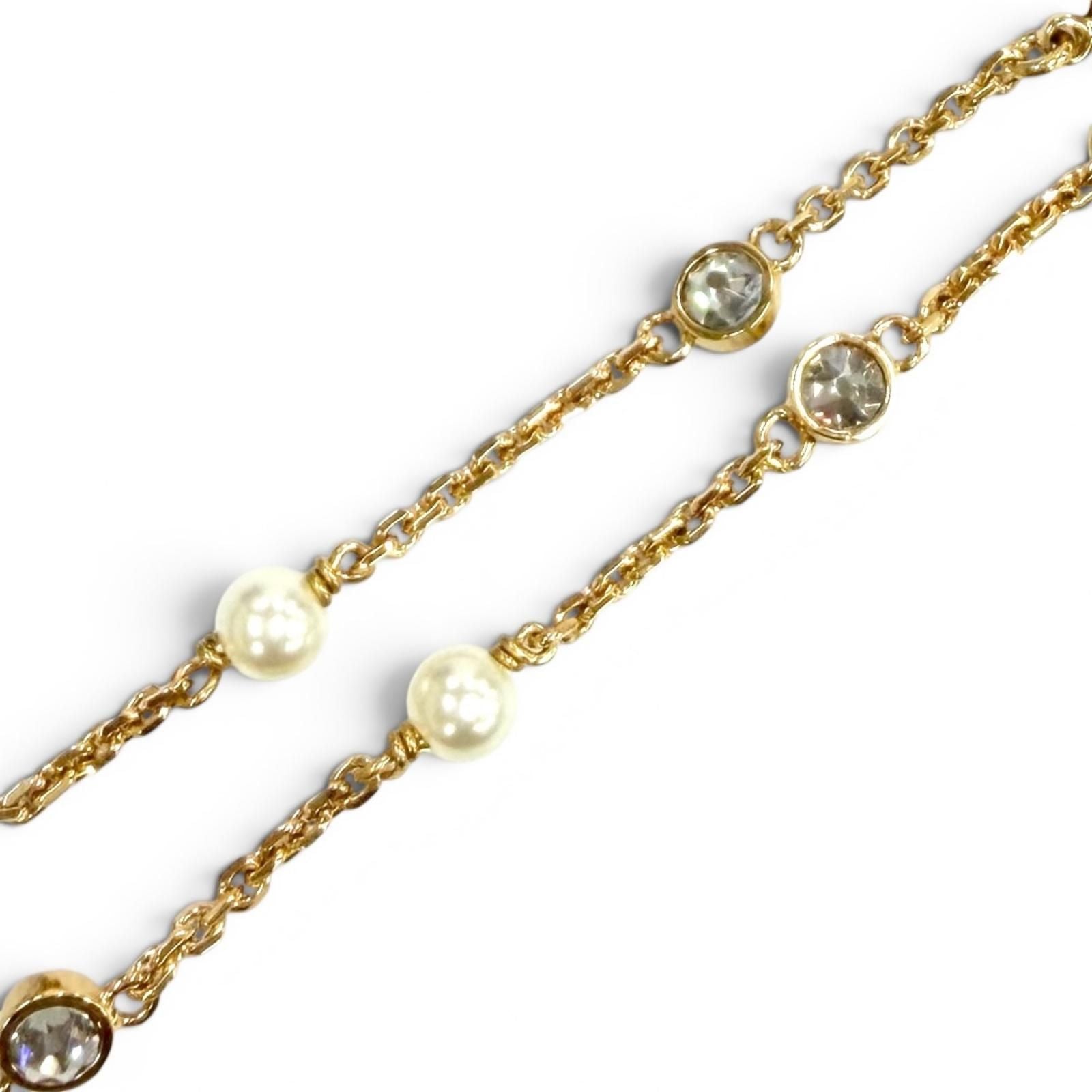 Dior Clair de Lune Bracelet CD Logo Rhinestone Faux Pearl Gold — view 6