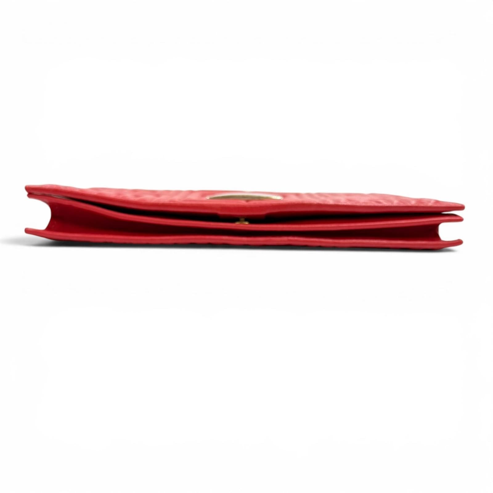 Fendi FF Embossed Logo Leather Chain Wallet Red Gold Shoulder — view 5