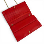 Fendi FF Embossed Logo Leather Chain Wallet Red Gold Shoulder — view 6