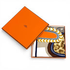 Hermes Carre 90 la Selle Imaginaire Silk 100% Blanc Bleu Brun Scarf — view 2