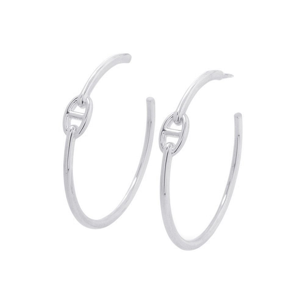 Hermes Earrings Chaine D'ancre Hoop GM Silver