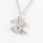 Chanel Rhinestone CC Logo Necklace Metal — view 2