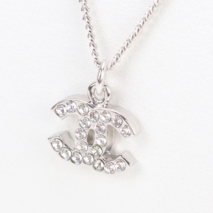 Chanel Rhinestone CC Logo Necklace Metal — view 2