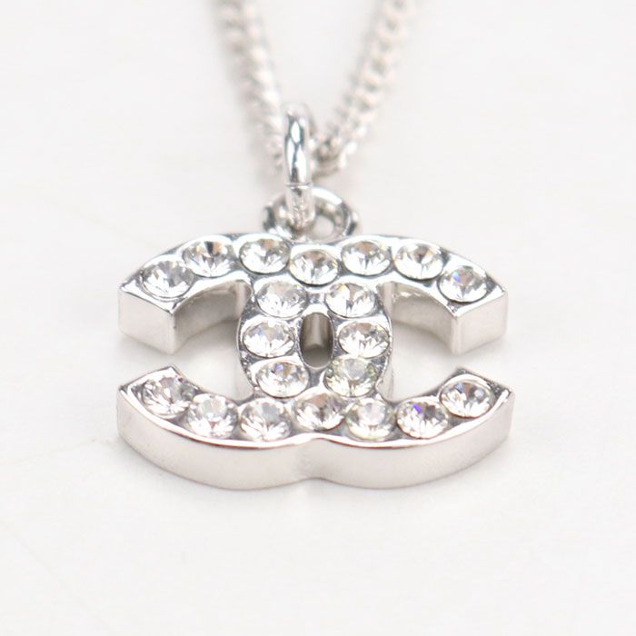 Chanel Rhinestone CC Logo Necklace Metal — view 3