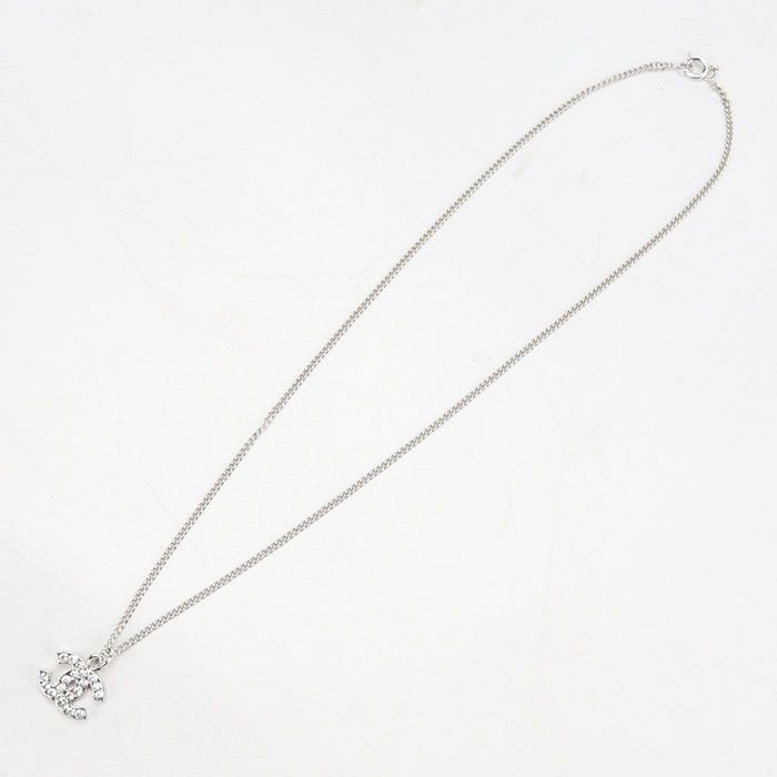 Chanel Rhinestone CC Logo Necklace Metal — view 6