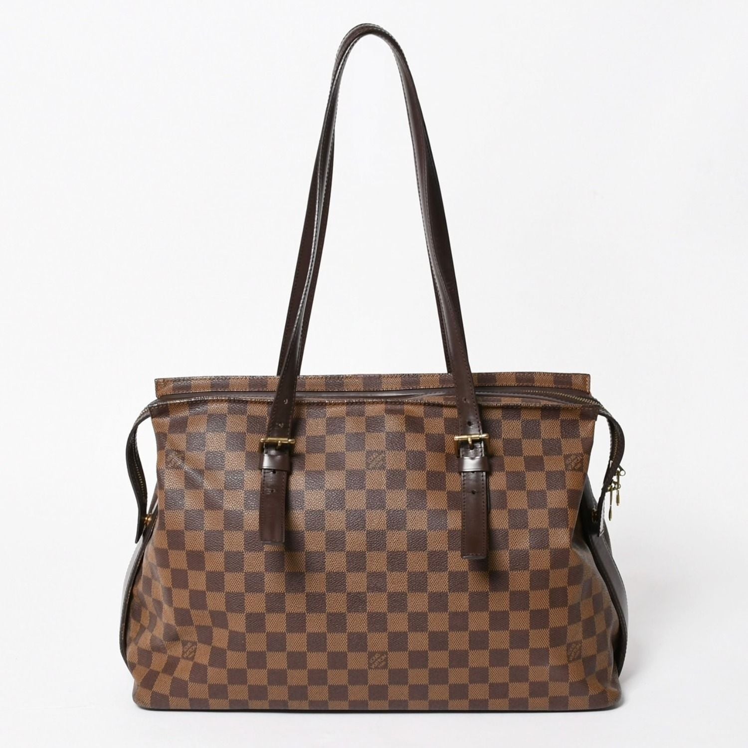 Louis Vuitton Chelsea Tote Bag Damier Ebene Canvas Brown Gold — view 2