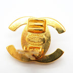 Chanel Earrings Vintage CC Logo rock Gold Plated Rhinestone — view 4