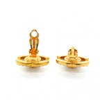 Chanel Earrings Vintage CC Logo rock Gold Plated Rhinestone — view 3