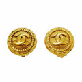 Chanel Earrings Vintage CC Logo Gold Plated