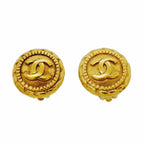 Chanel Earrings Vintage CC Logo Gold Plated