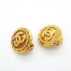 Chanel Earrings Vintage CC Logo Gold Plated — view 2