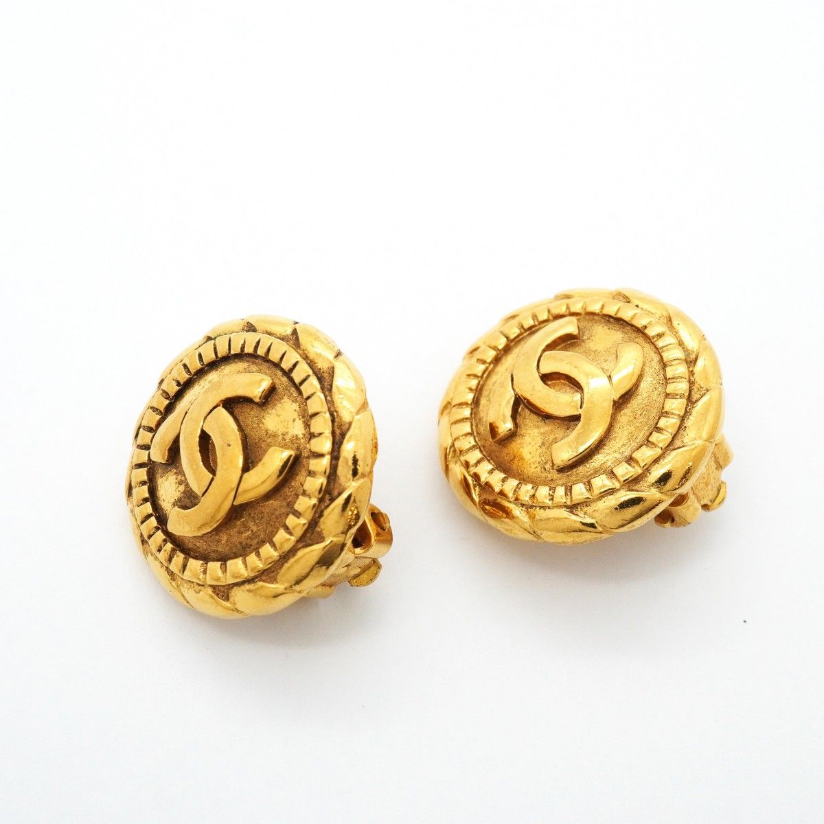 Chanel Earrings Vintage CC Logo Gold Plated — view 2
