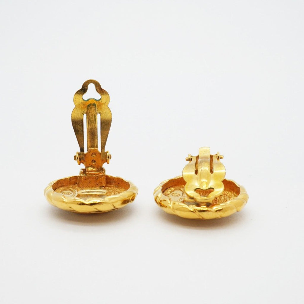 Chanel Earrings Vintage CC Logo Gold Plated — view 3