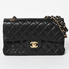 Chanel Quilted 23 Double Flap Chain Shoulder Bag CC Logo Lambskin Black