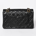 Chanel Quilted 23 Double Flap Chain Shoulder Bag CC Logo Lambskin Black — view 2