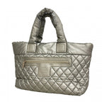 Chanel Tote Nylon Gray Silver