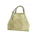 Gucci Handbag Leather Ivory Chien Panning Gold