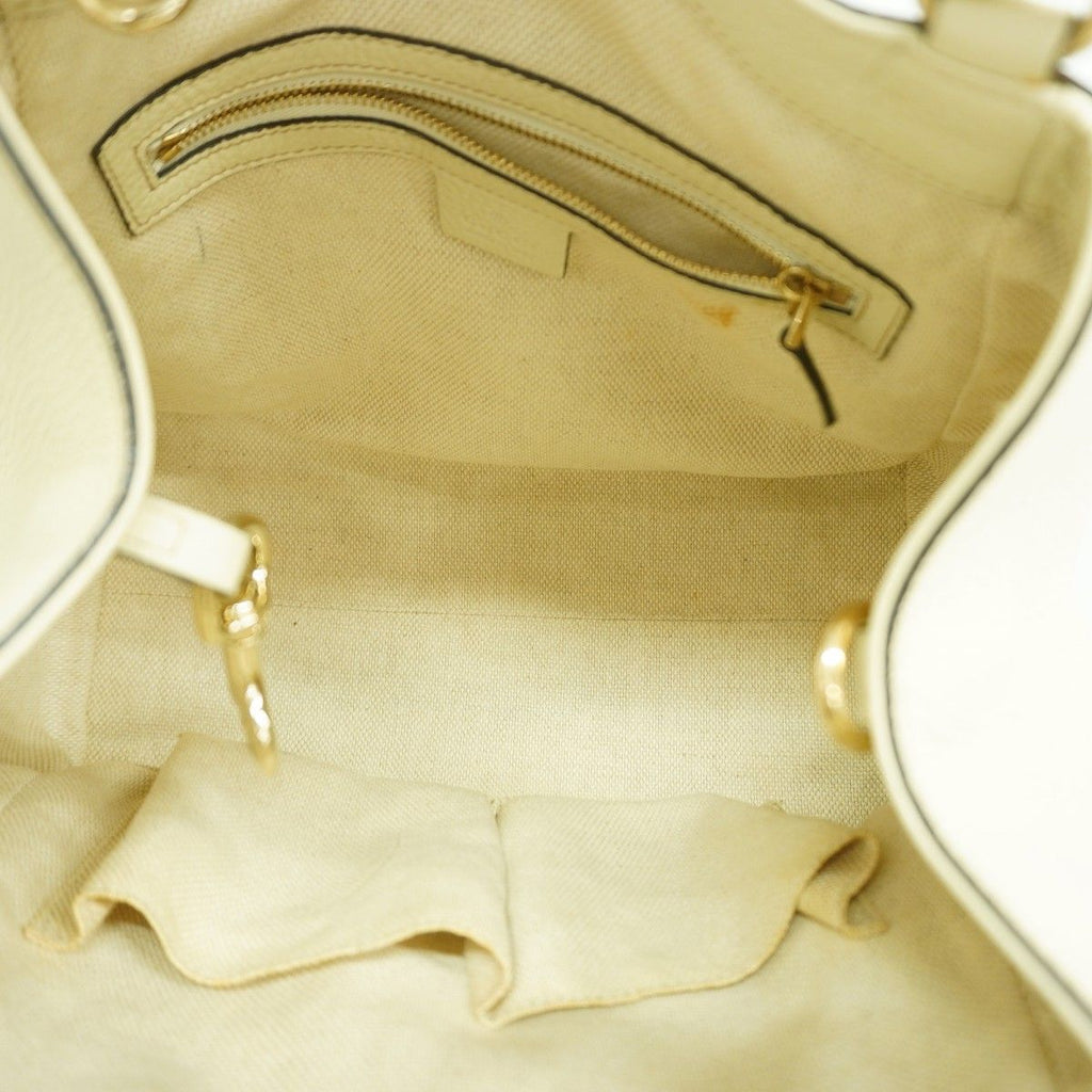 Gucci Handbag Leather Ivory Chien Panning Gold — view 4