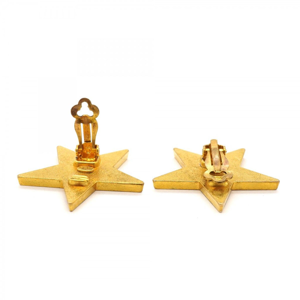 Chanel Earrings CC Logo Star Gold Plated Blackcles — view 3