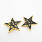 Chanel Earrings CC Logo Star Gold Plated Blackcles — view 2