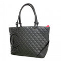 Chanel Tote Cambon Lambskin Black Silver