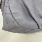 Chanel Chain Tote Quilted Caviar Leather Blue Gray Silver — view 8